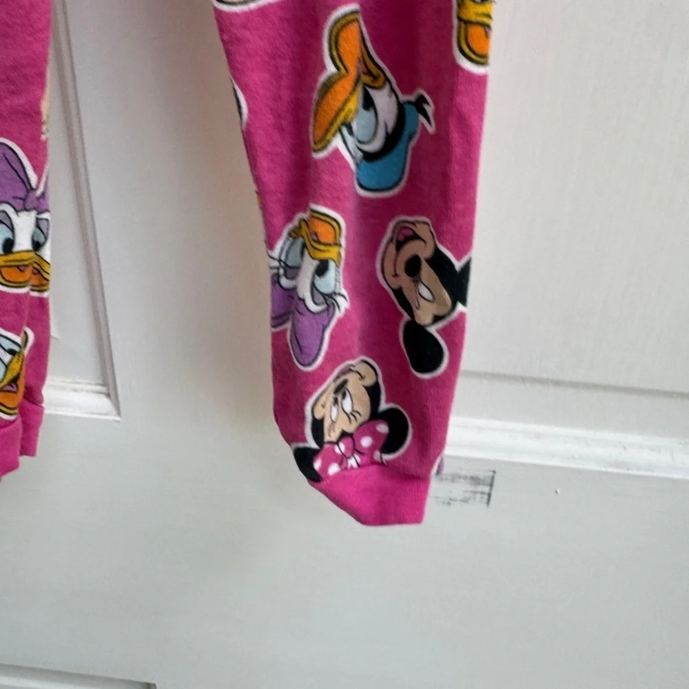 Disney 3T Girls Pink Multicolor Pajama Bottoms Pants Minnie Mickey Mouse Donald